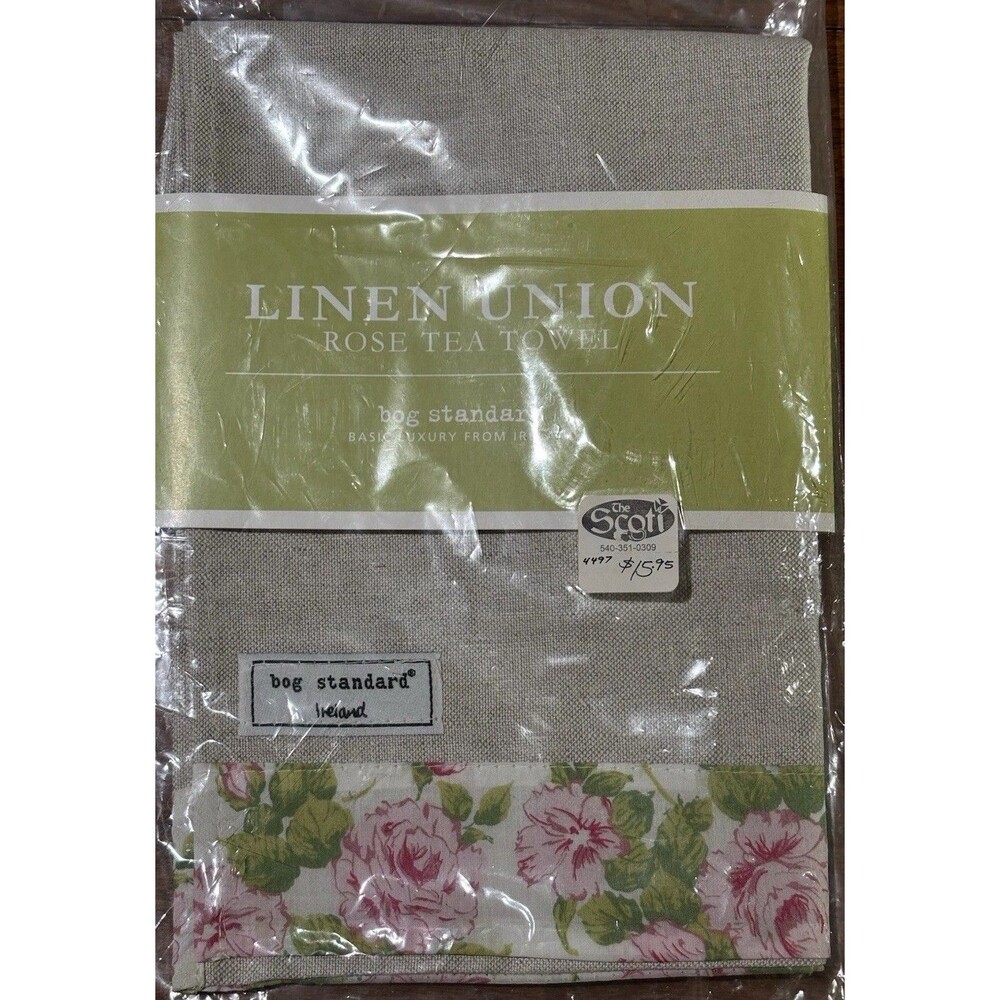 Vintage Linen Union Tea Towel 2005 Pink Floral Made In Ireland - Picture 3 of 7